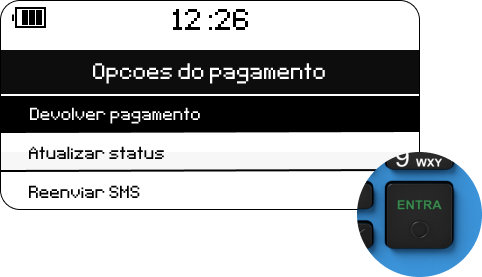 Imagem das "Opções do pagamento" da Point Mini Chip com foco em "Devolver pagamento".